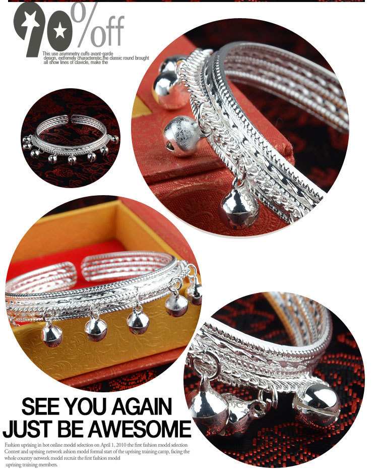 Eight bell bracelets and five bell stage ornaments in the style of Miao silver ethnic style from street stalls at tourist attractions pic 7