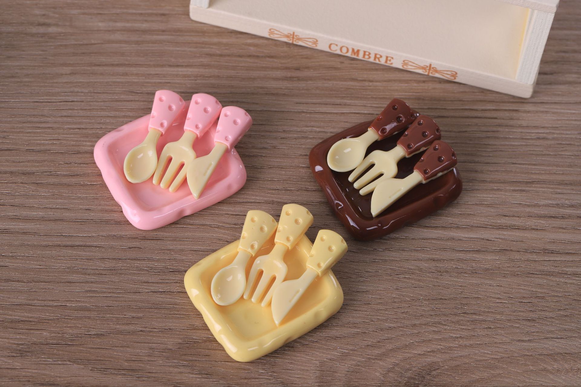 diy simulation food toys, cheese knives, forks, spoons, plates, miniature scene ornaments, keychains, resin jewelry accessories pic 4