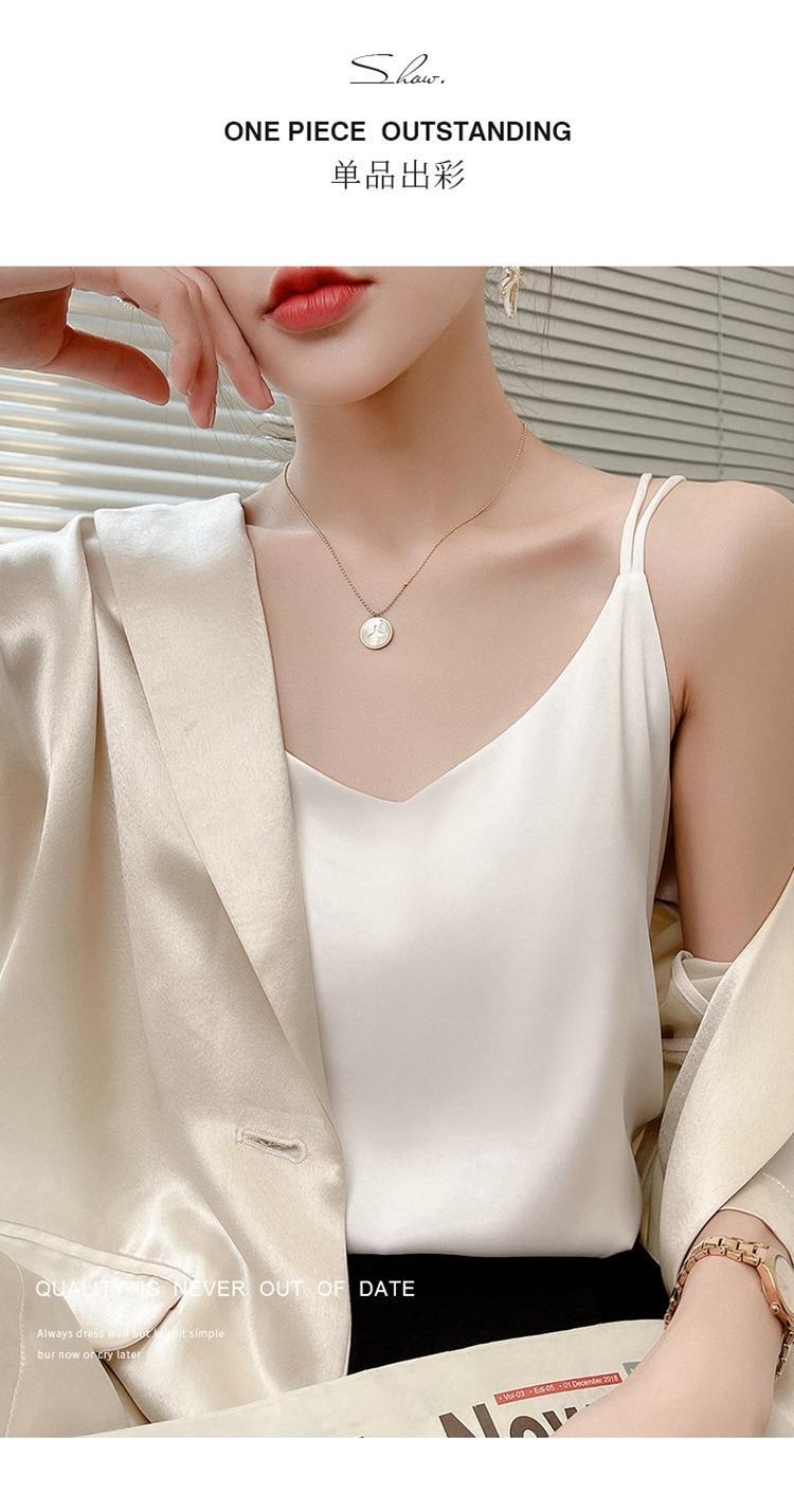 2025年吊带背心女内搭白色美背醋酸仿真丝上衣缎面夏西装仿打底衫详情11