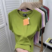 正肩黑色半高领中袖t恤女2025早春内搭螺纹针织打底衫五分袖上衣详情14