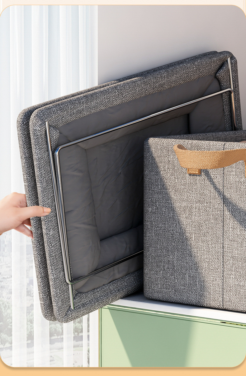 Cationic steel frame storage box, foldable clothing storage box, large drawer-type sweater and pants organization box, wardrobe pic 11