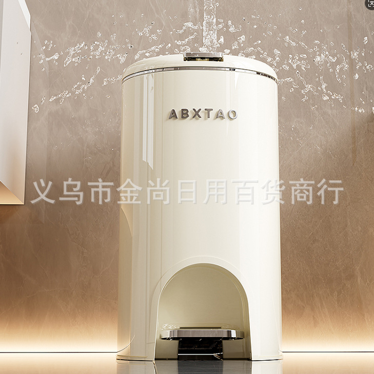 Metal double-opening trash can (with electroplated upper ring), light luxury style, covered storage bucket, double bucket foot pedal for living room and office pic 4