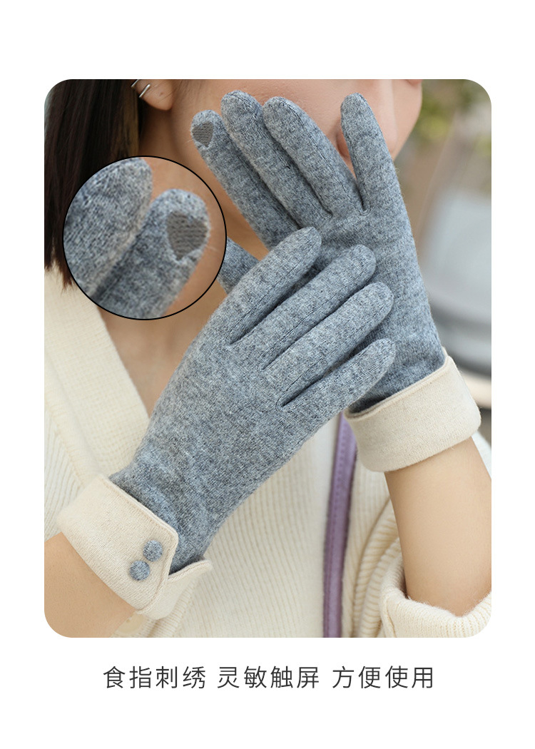 羊绒手套女士冬天加厚加绒可爱蝴蝶结骑开车防寒保暖触屏羊毛手套详情3