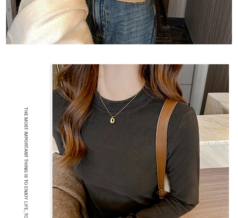 严选正肩打底衫女2025新款微米椰绒秋冬季打底内搭长袖高级感上衣详情19