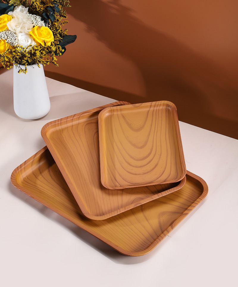 木纹塑料托盘 高颜值托盘西餐餐盘方盘托盘餐盘长方形创意茶盘详情17