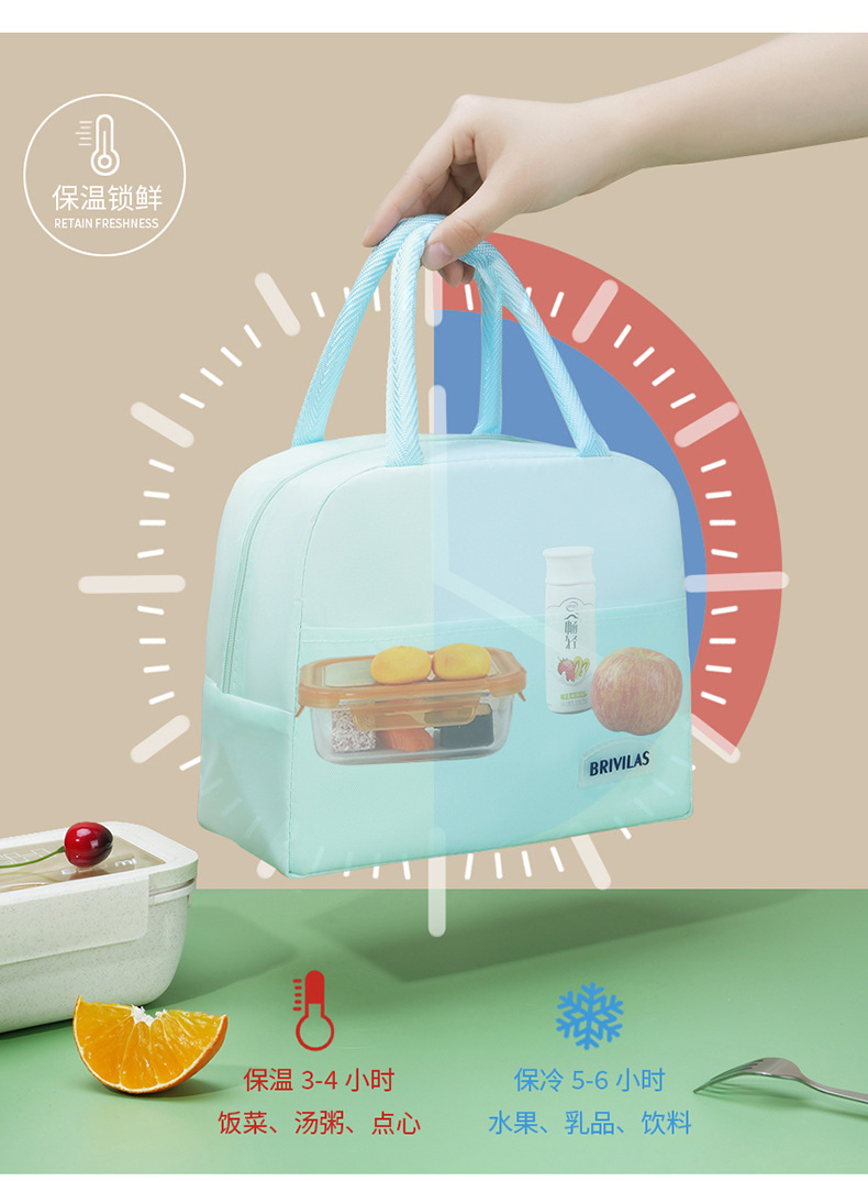 厂家批发纯色保温午餐包学生上班族便携手提款牛津布保温午餐包详情3
