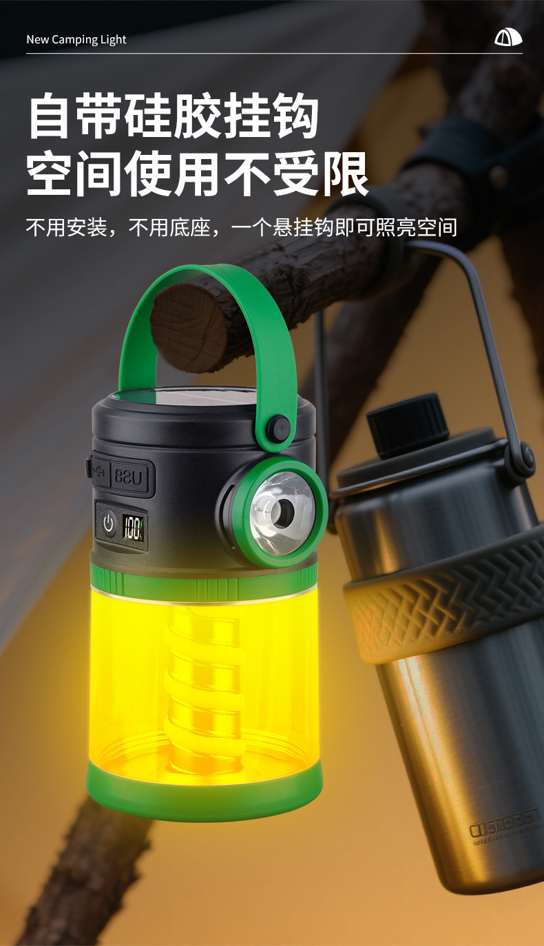 跨境数字电量显示家用太阳能灯驱蚊灯充电宝应急灯太阳能露营灯详情12