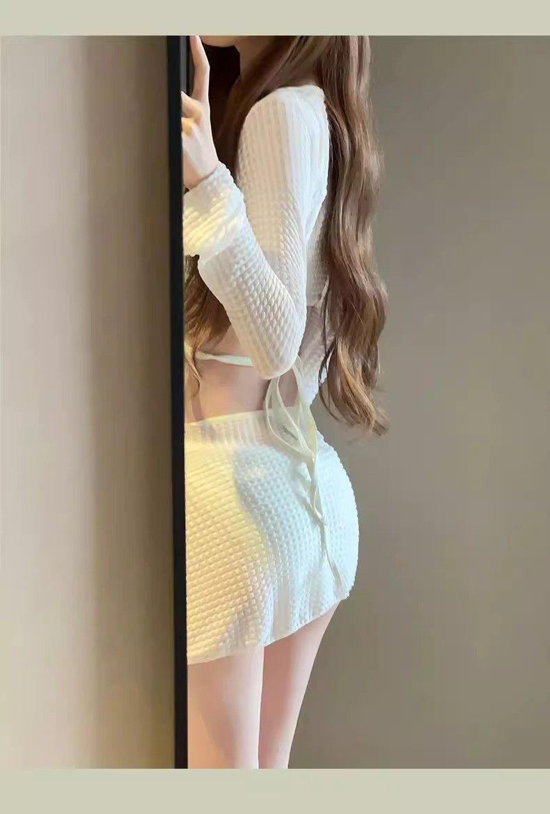 跨境游泳衣女高级感比基尼四件套bikini性感长袖防晒温泉泳装外贸-125013详情7