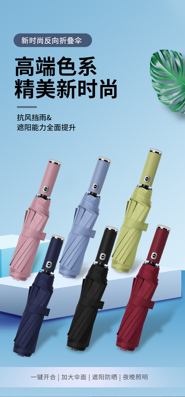 Umbrella printing fully automatic LOGO three-fold umbrella, large business black vinyl folding advertising gift, umbrella printing word gift box pic 10