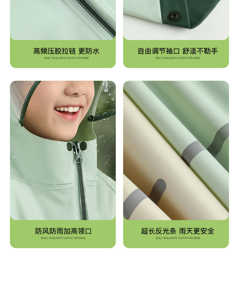 备美儿童雨衣男童女童小学生全身防大雨书包位连体雨衣雨披详情17
