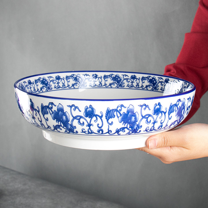 9-inch blue and white porcelain large soup bowl, large ceramic bowl, large noodle bowl, large household boiled fish and pickled cabbage fish basin pic 3