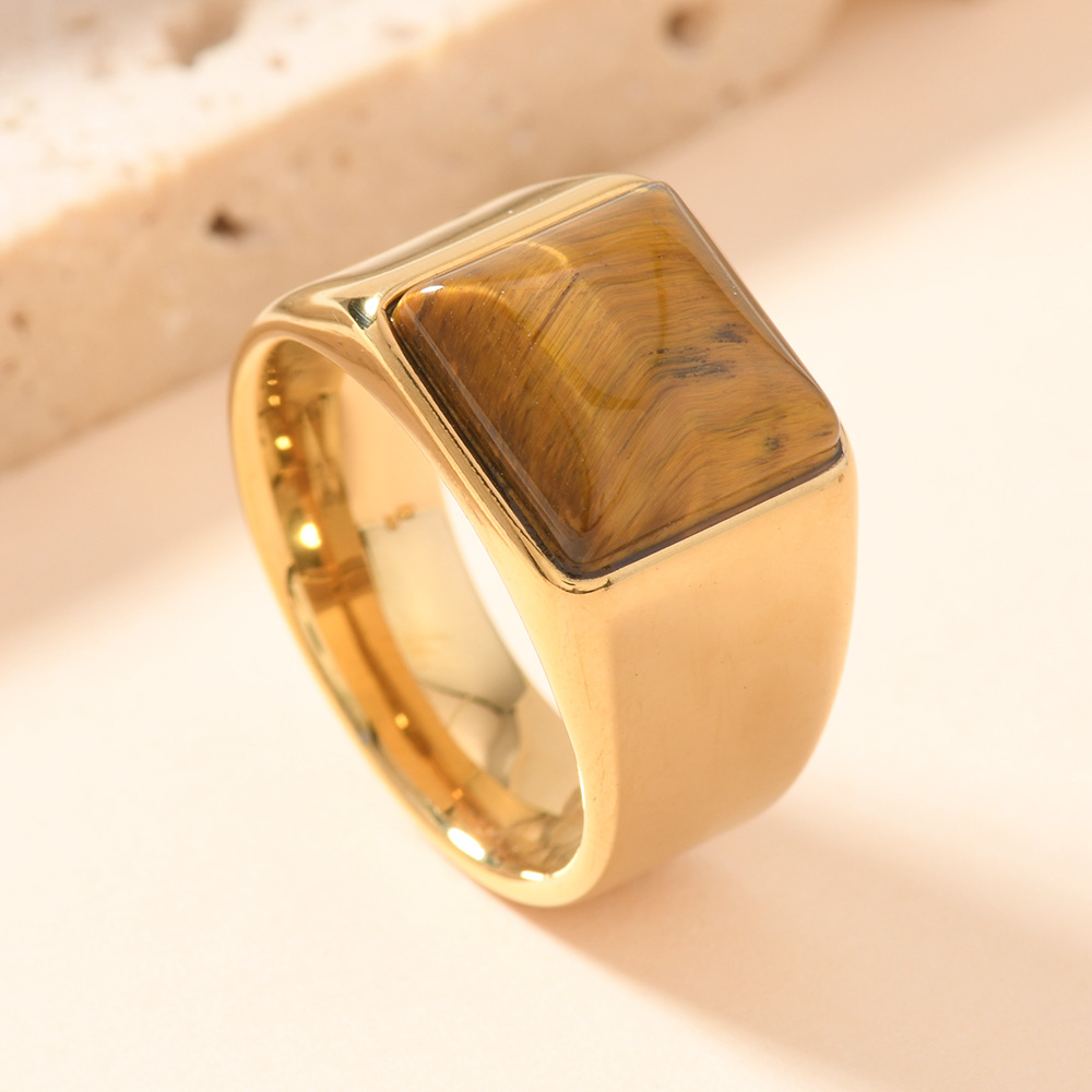 欧美新款不锈钢戒指铸造虎眼石几何戒指复古风情侣对戒批发厂家详情12