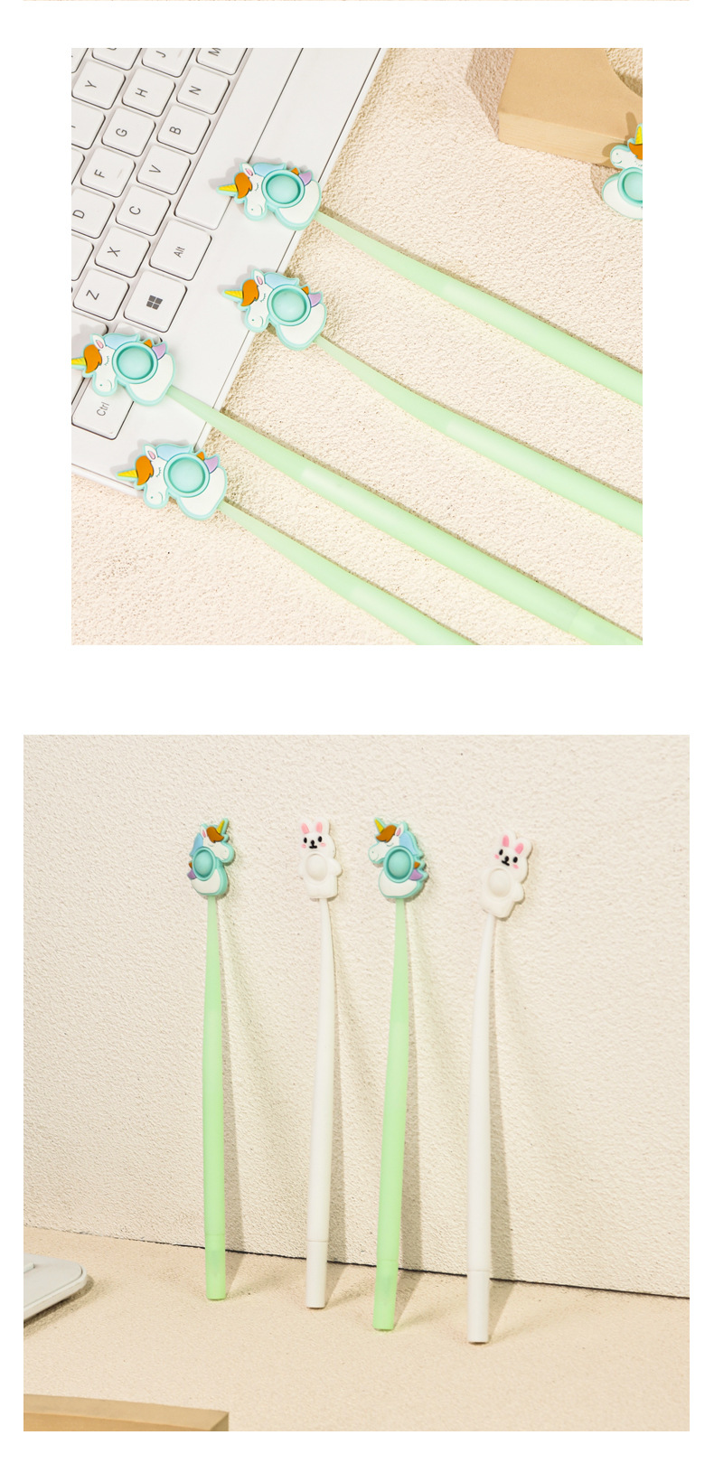 Creative bubble pen PVC soft rubber press and relieve pressure Unicorn shake student signature gel pen wholesale multi-color pen types pic 8