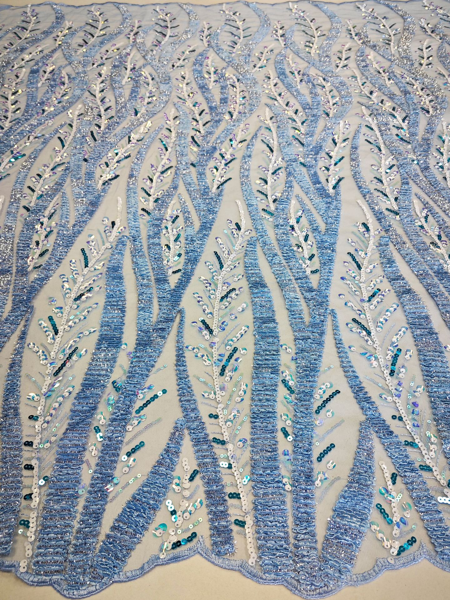 New African and Middle Eastern branch mesh fabric, sequined multi-color embroidered lace fabric beadslace in stock pic 5