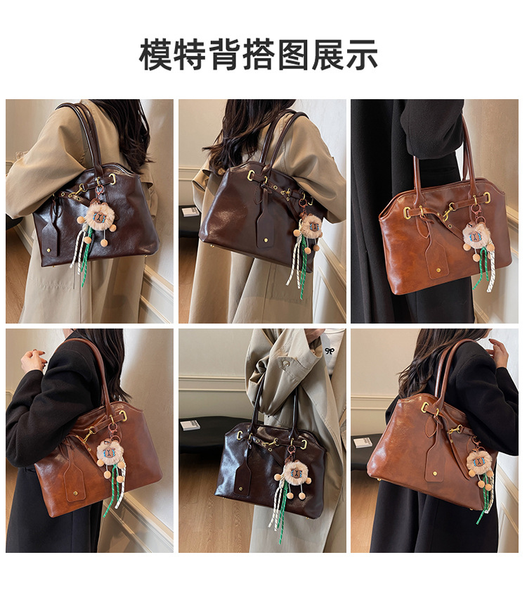 潮流复古托特包大容量新款时尚百搭单肩包质感小众腋下包都市女包详情10