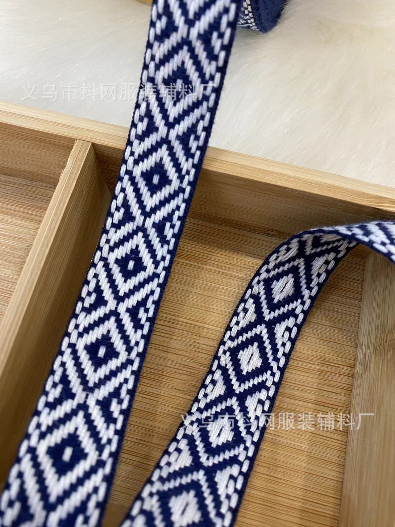 2.3cm纯棉菱形条纹时尚手工DIY蝴蝶结织带演出服装辅料家纺编织详情10