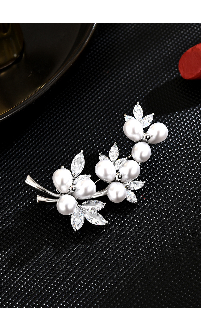 韩系简约百搭树藤珍珠胸针优雅精致高档花朵别针配饰女详情16