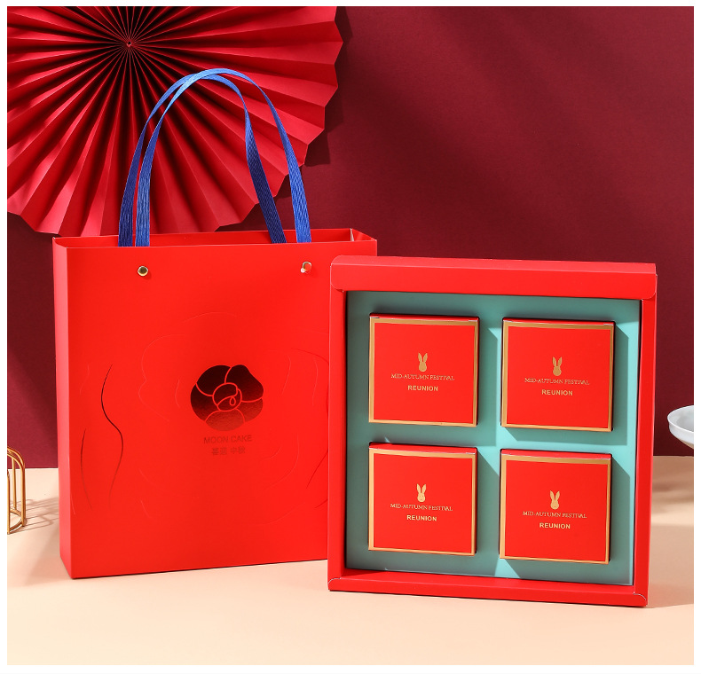 国潮 现货2025新款国潮中秋礼盒6粒装高级月饼手提折叠礼品包装盒附贺卡详情17