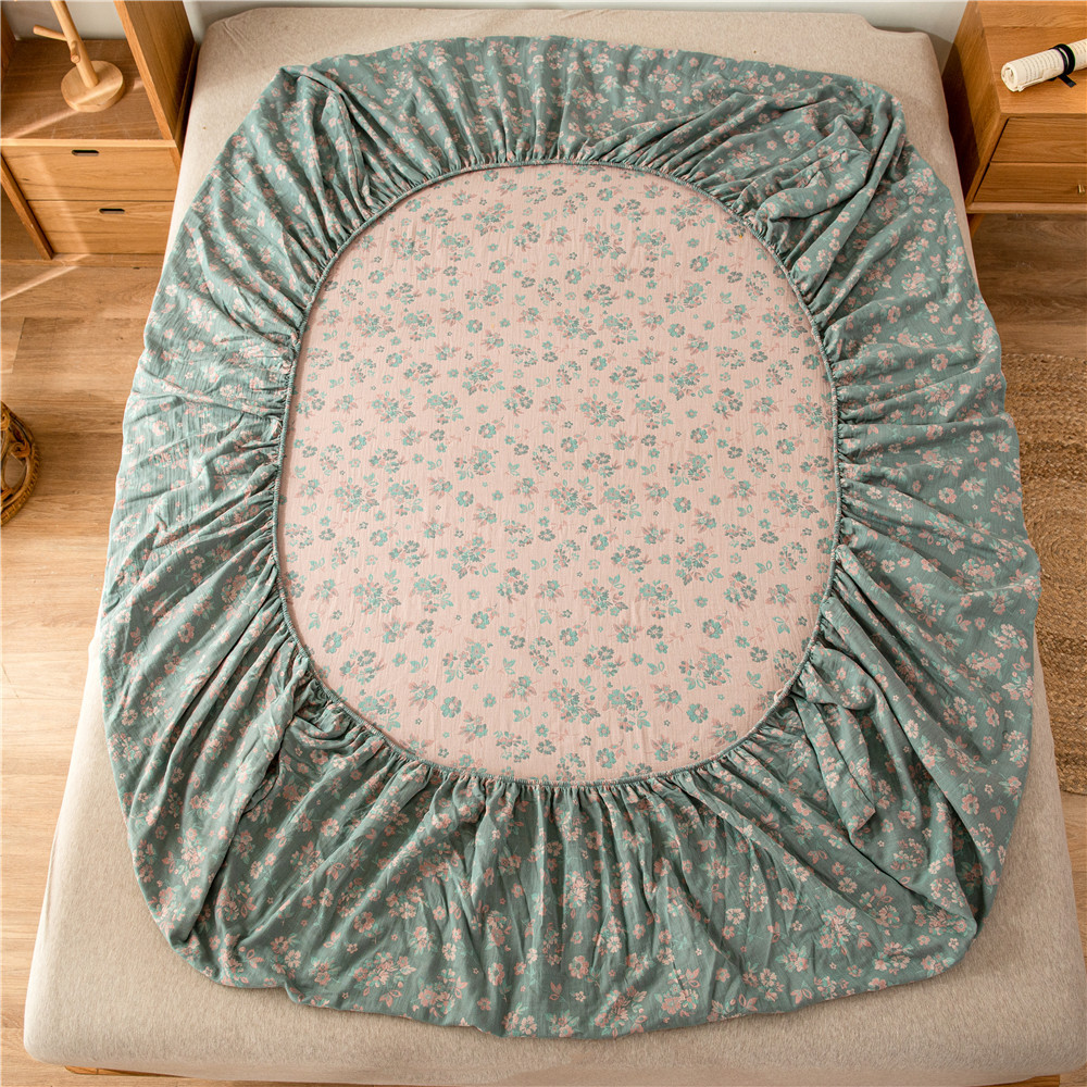 Pure cotton yarn-dyed jacquard double-layer gauze bed cover, single piece of all-cotton gauze mattress protective cover, bedspread, bed cover, single piece of bedding pic 16