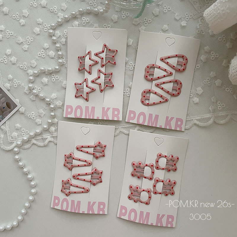 Spring new pink polka dot bb clips for children, sweet lacquered five-pointed star baby bangs clips for girls pic 4