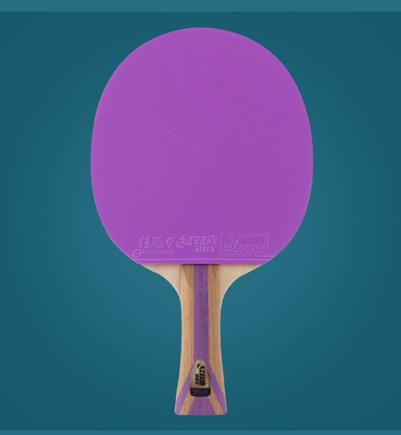 Red Double Happiness Seven-star table Tennis Racket, Wild Dash 9 Horizontal racket, Blue Sponge 7-star Professional Grade color rubber, genuine single racket pic 16