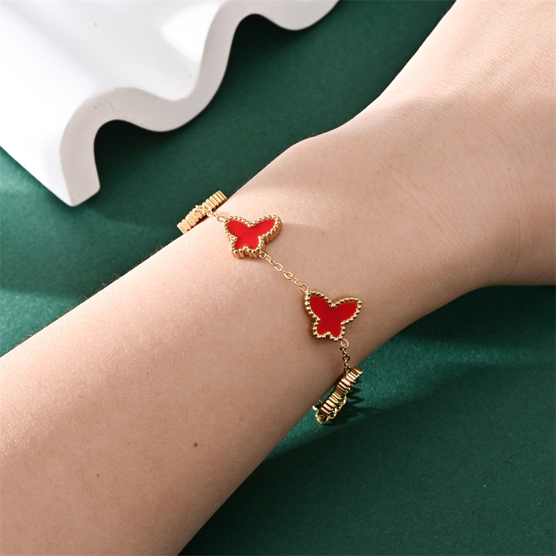 跨境时尚热销蝴蝶贝手链不锈钢简约脚链网红小众设计感饰品厂批发详情4