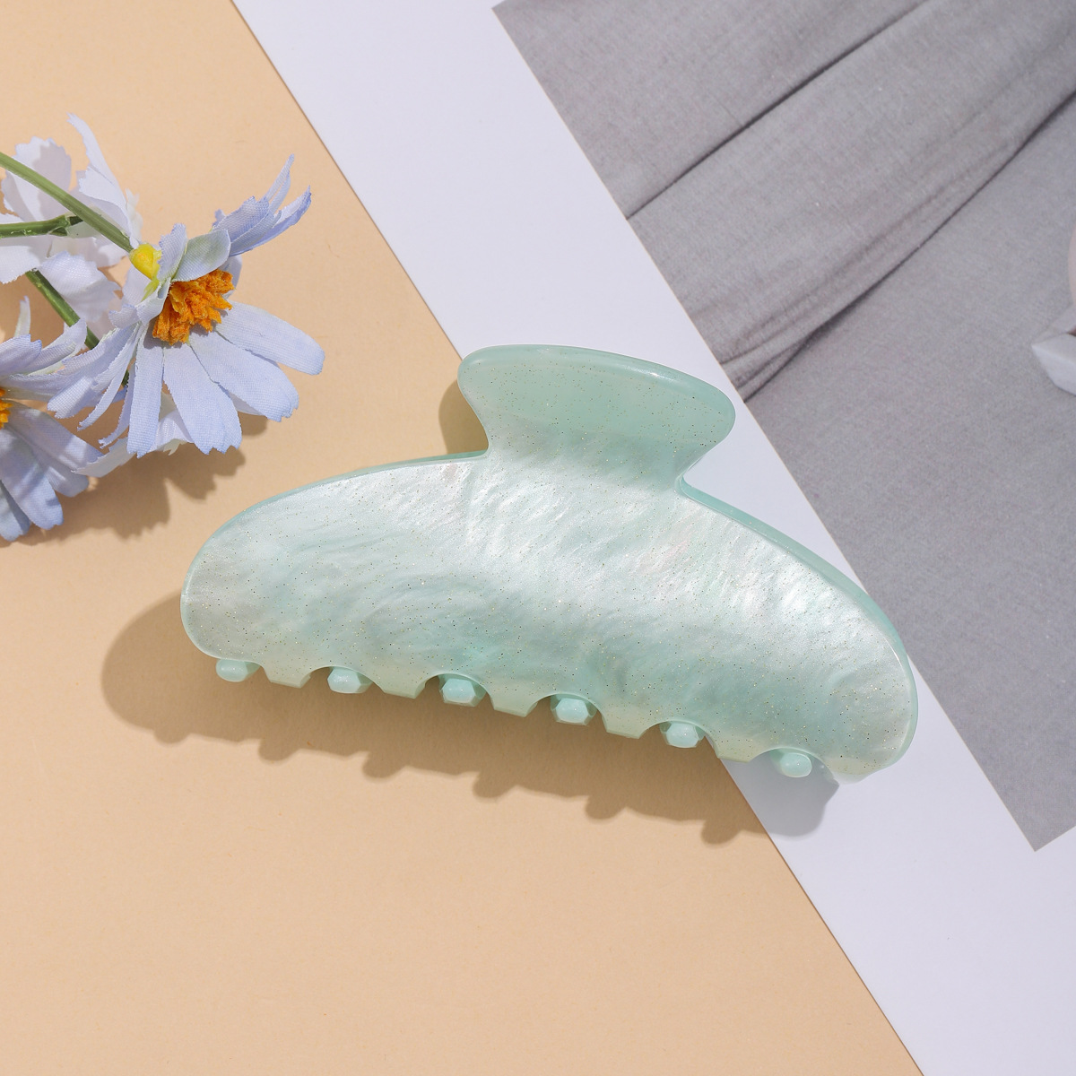 韩版时尚星空亚克力抓夹女式顶夹头饰闪粉糖果色高马尾发夹批发详情8