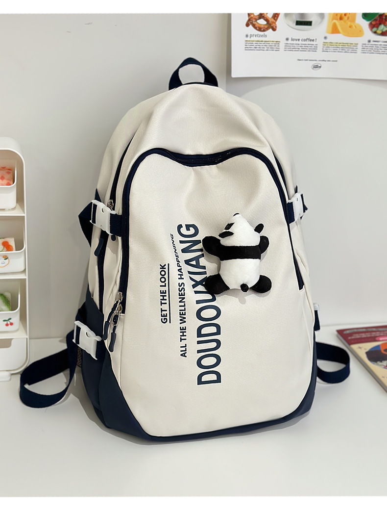 新款时尚休闲书包少女中学生双肩包高颜值大容量情侣双肩电脑包详情39