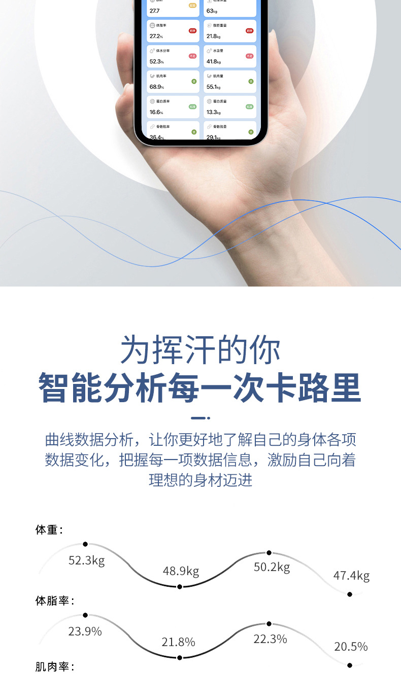 体重秤家用体脂秤精准电子秤人体称充电款小型定制已接入米家APP详情6