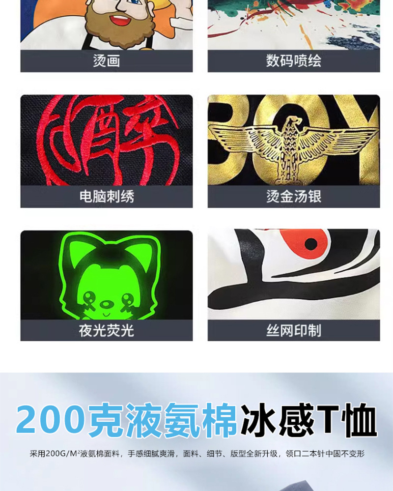 圆领T恤工作服定制冰感落肩短袖班服活动团体服广告文化衫印logo详情5