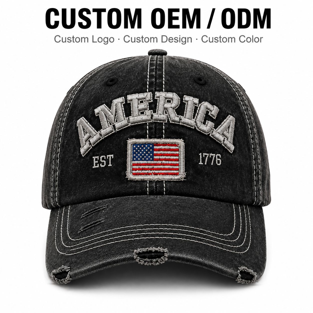 Bordado de letras de la frontera casquillos de béisbol para hombres y mujeres shade tongue cap comercio exterior fábrica al por mayor puede personalizar logotipo bordado pic 3