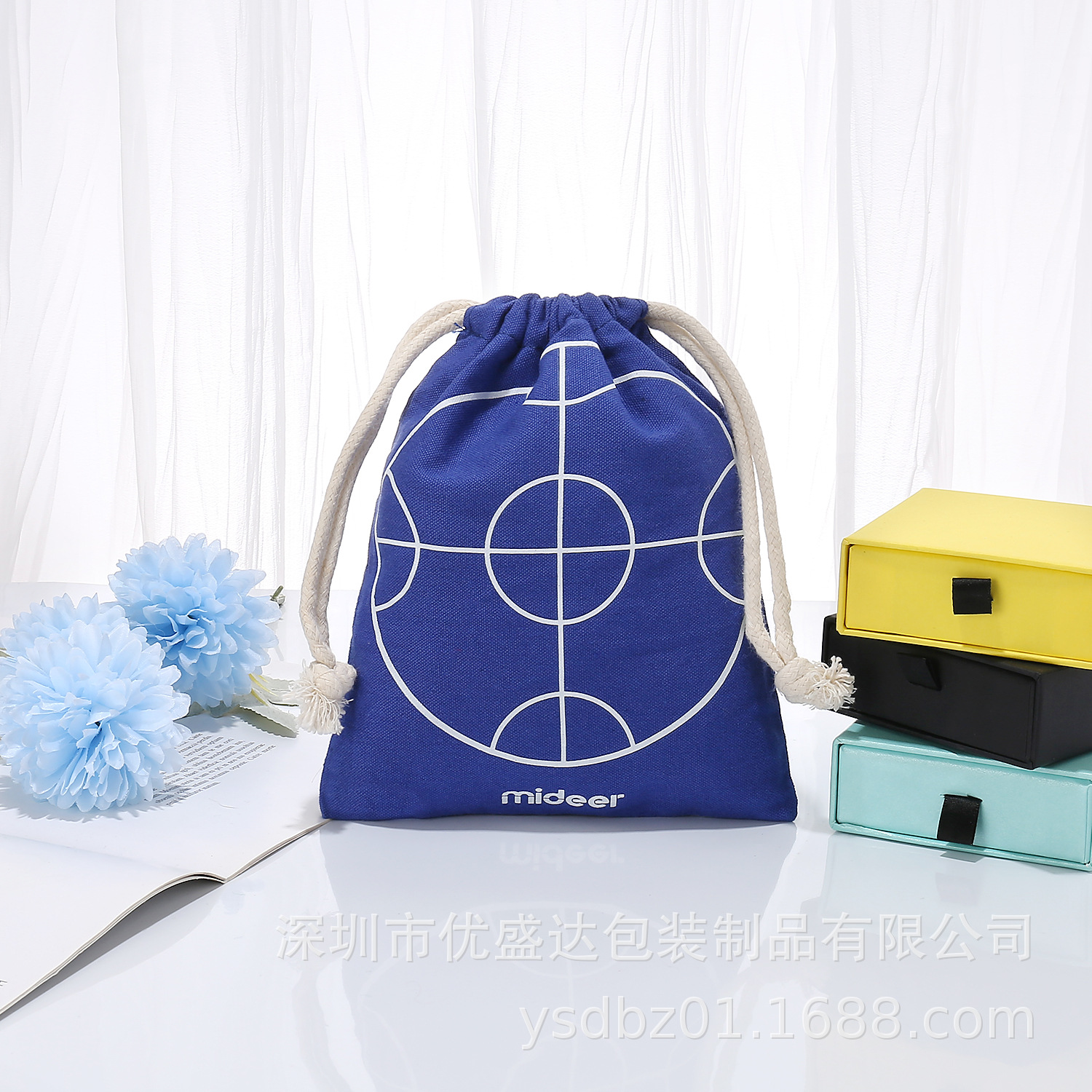 Wholesale all-cotton drawstring bags, high-end InS-style gift packaging canvas bags, printed polyester-cotton dust-proof drawstring bags pic 6