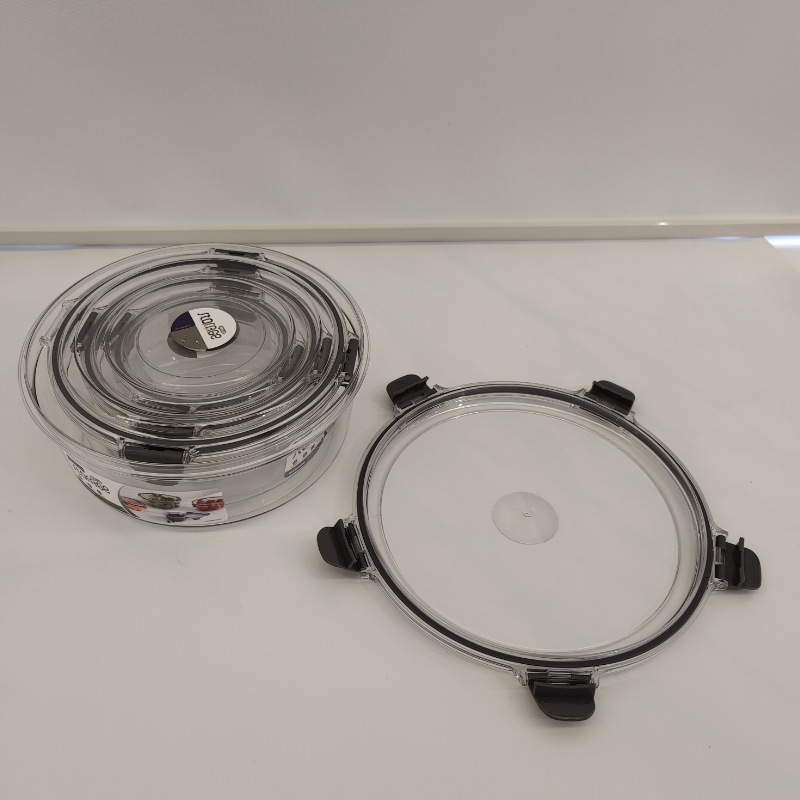 挺力圆形PET 4件套保鲜盒厨房储物盒冰箱冷冻盒 pic 5