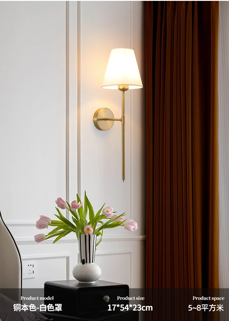 跨境亚马逊壁灯客厅卧室床头灯过道阳台走廊电视背景墙布罩壁灯详情10