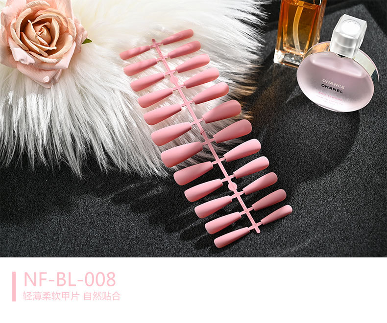 European and American mid-length solid color matte extra-long ballet nail trapezoidal matte wearable nail sheet false nails pic 8