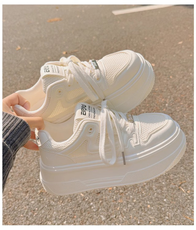 夏季女鞋2025新款网面透气厚底增高小白鞋女百搭休闲时尚运动板鞋详情13