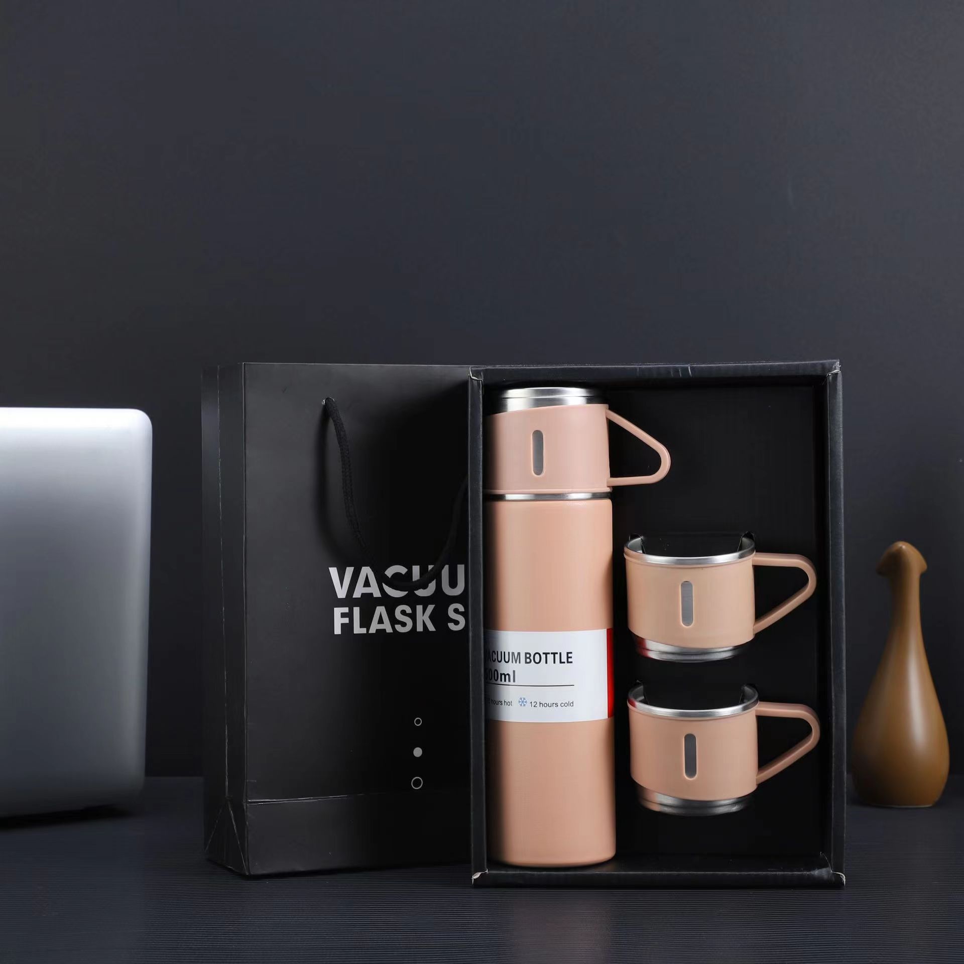 商务杯304不锈钢保温杯套装便携直杯一杯三盖水杯高档礼盒套装详情7