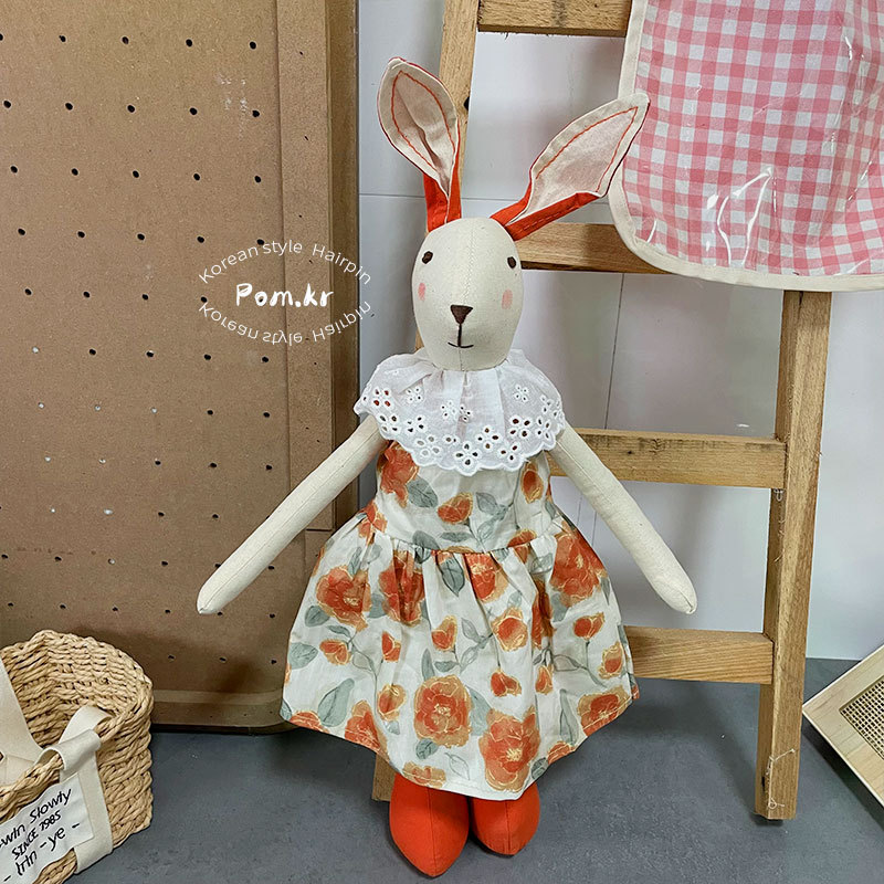 新款韩版棉麻手工穿衣兔兔玩偶儿童安抚玩具生日礼物居家摆件娃娃详情11