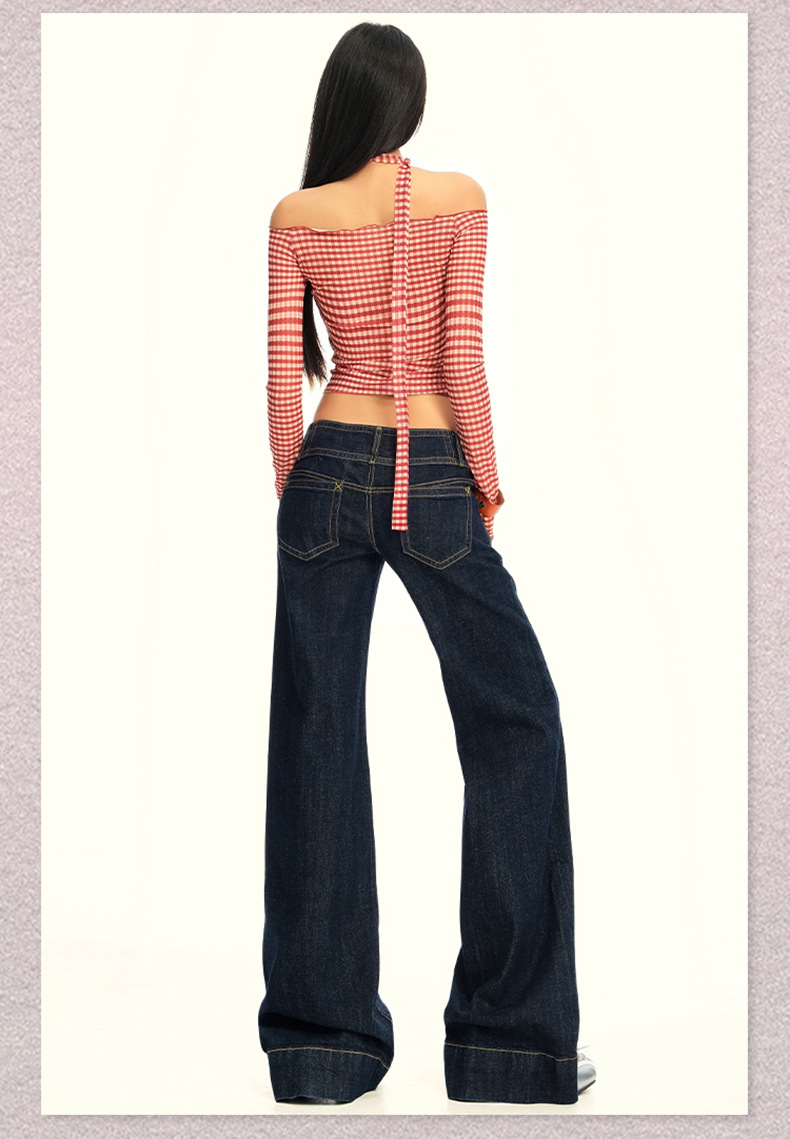 橙绢女装#美式复古丹宁原牛色直筒牛仔裤女早秋百搭微休闲喇叭裤详情9