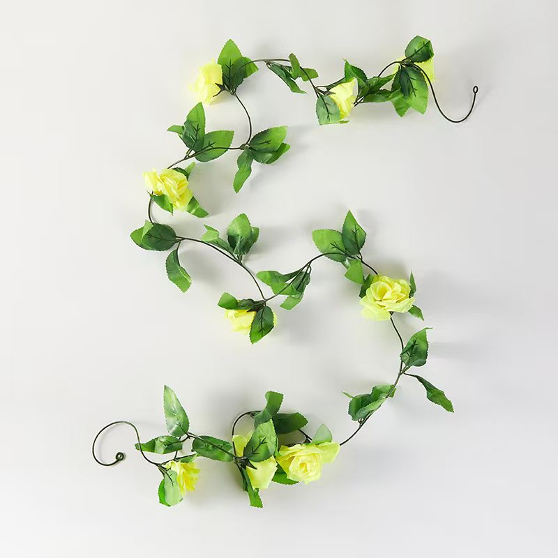 仿真九头玫瑰花藤塑料花藤条绿叶假花装饰管道装饰空调管装饰详情7