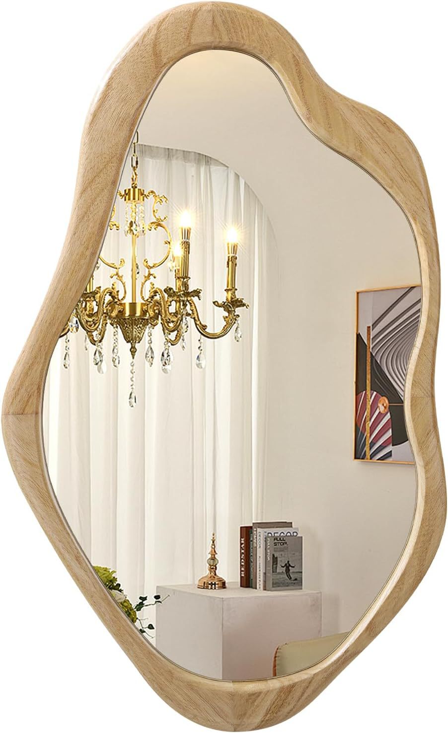 钢化镜中古风全实木异形镜壁挂式穿衣镜挂墙玄关装饰镜镜子全身镜详情5