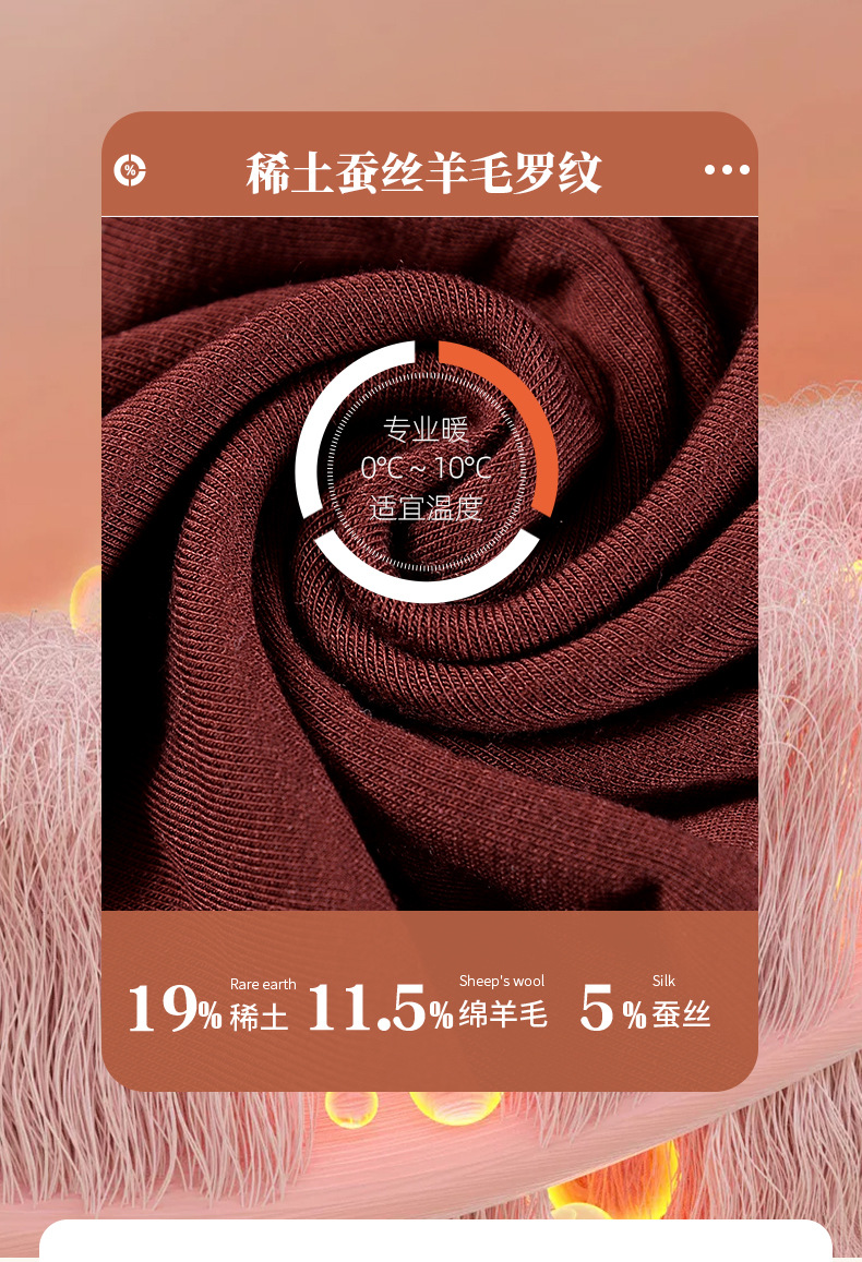 稀土蚕丝羊毛罗纹秋冬高端保暖长袖打底衫面料详情1