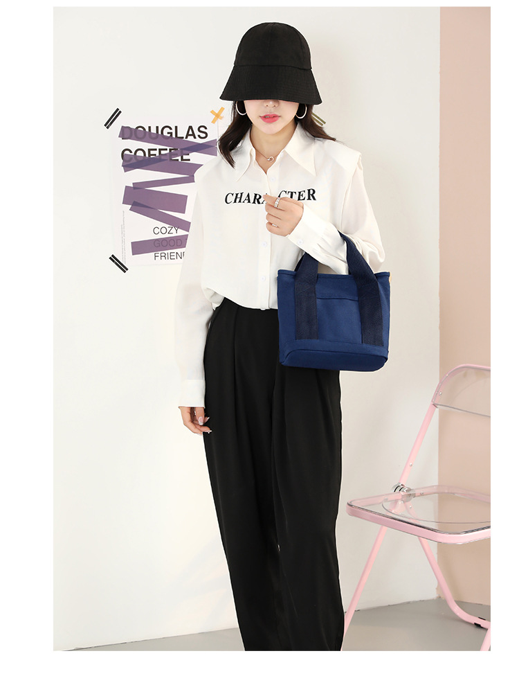 小包加拉链日本千层包小众简约单肩包手提加厚帆布手机水桶托特包详情29