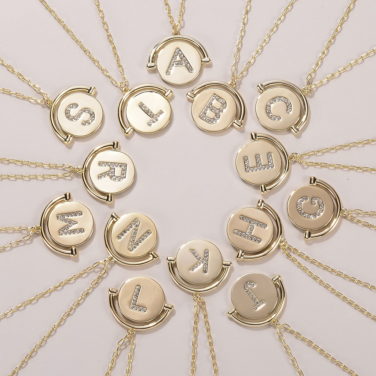 European and American letter fashion pendant, niche round English collarbone chain, versatile for women, light luxury, diamond-encrusted, personalized factory wholesale pic 20