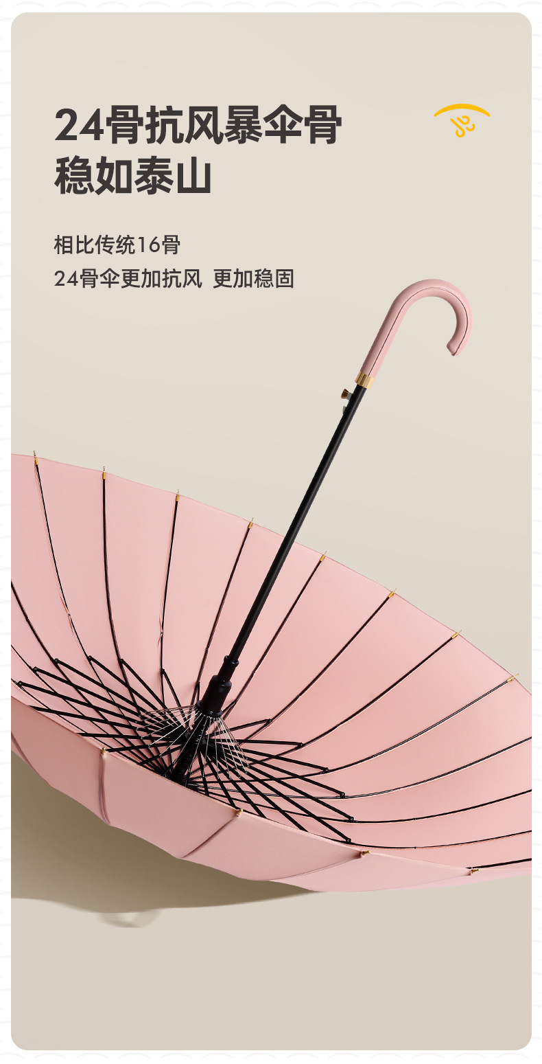 新款简约时尚小清新24骨直杆伞遇水开花伞加印logo雨伞广告伞详情14