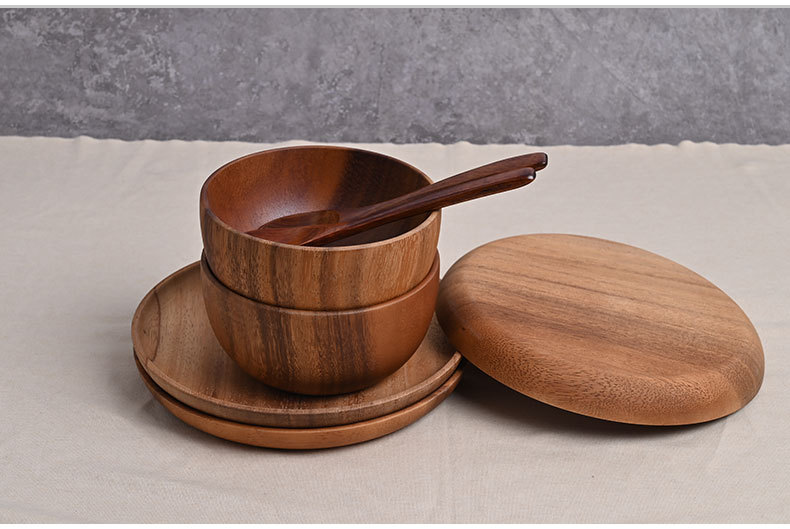 整木圆形复古风相思木碗木头日式沙拉碗实木装汤碗量大从优详情13