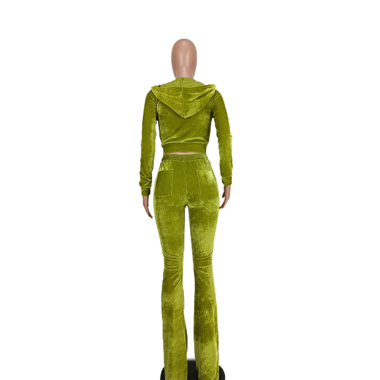 Solid color gold velvet wide-leg pants two-piece set pic 227