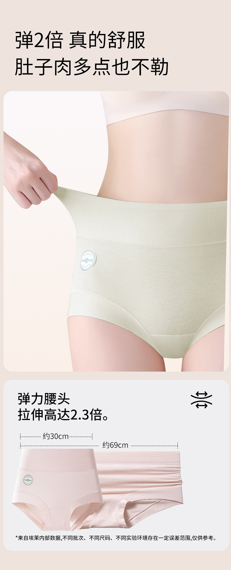 60S新疆长绒棉女士大码内裤200斤胖mm高腰收腹纯棉内裤全棉抑菌裆详情5