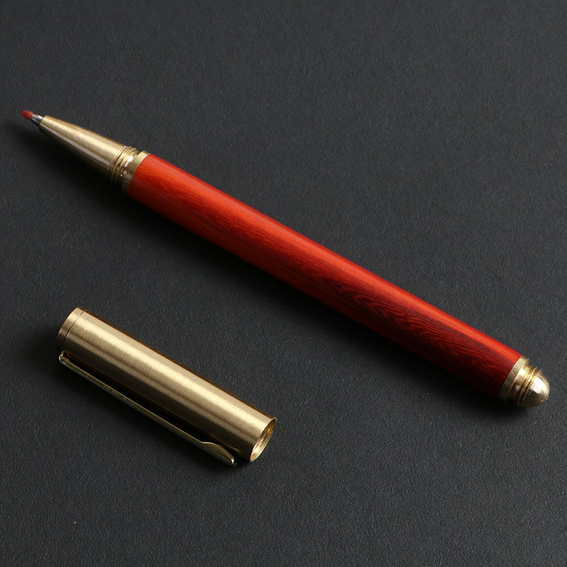 Wooden business pearl signature pen, brass solid wood pen clip, gel pen, LOGO printed, laser customized signature pen pic 32