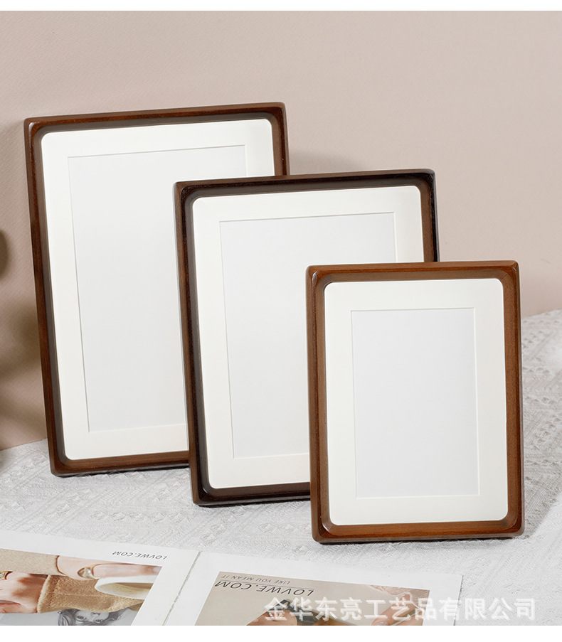 实木黑胡桃榫色卯内外圆角相框摆台情侣字画木质相框画框厂家批发详情4